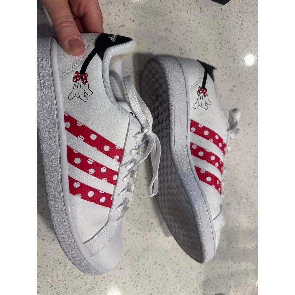 Adidas Disney Collaboration White Sneakers with Red Polka Dot Stripes - Picture 7 of 7